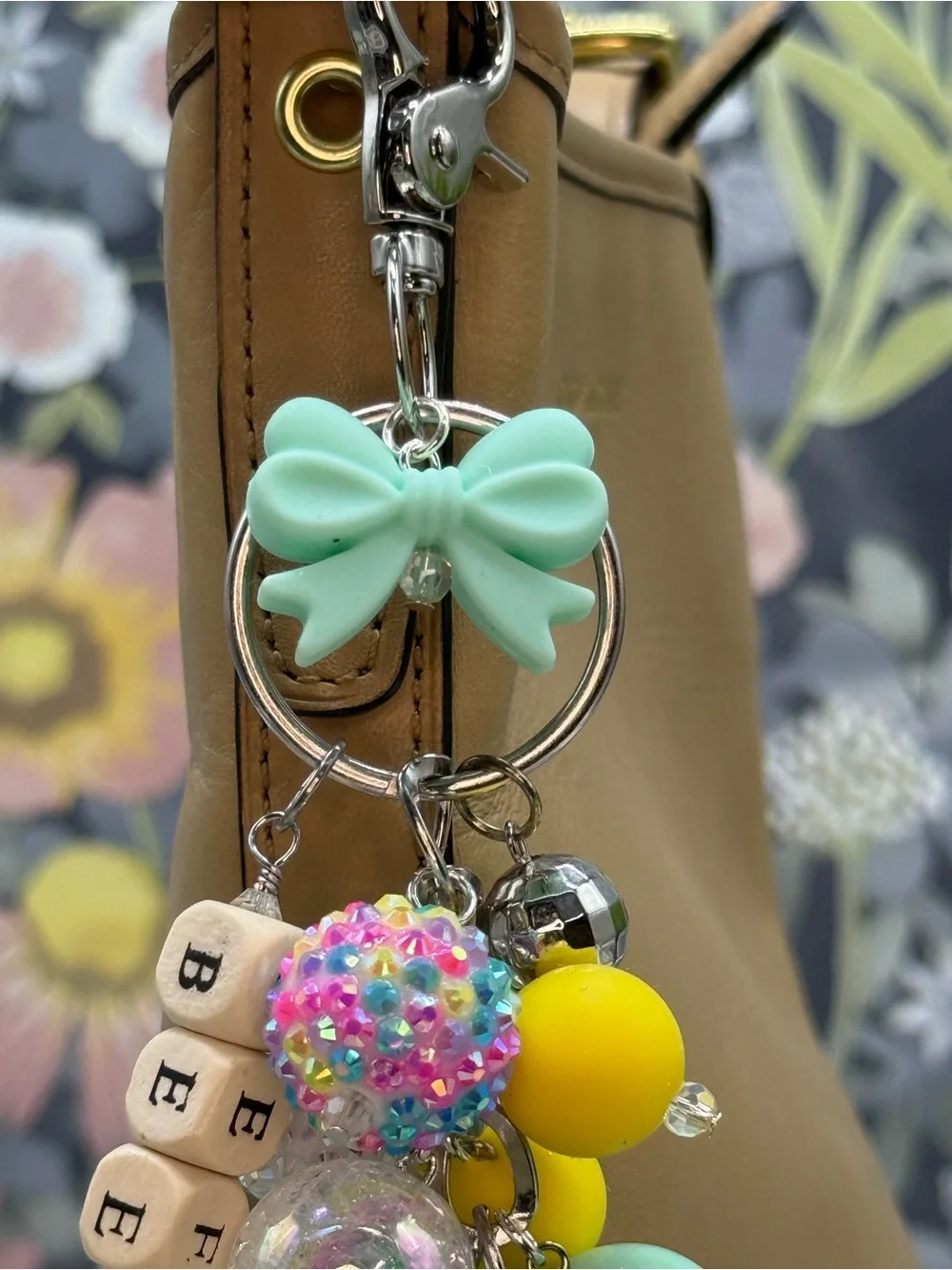 👑Adorned Crown Jewelry purse bag charm keychain bee kind Cha cha bauble